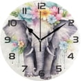 thumbnail image 1 of Wall Clock Elephant 10 Inch Silent Non Ticking Quality Quartz Battery Operated Digital Round Easy to Read for Home Office Kitchen Home Decor, 1 of 7