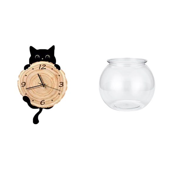 Wall Clock Fish Tank Aquarium No Ticking Silent Operation for Childrens Bedroom Office Home Decor