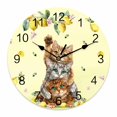 thumbnail image 1 of Wall Clock Floral Lemon Cat Clocks PVC Silent Non-Ticking Battery Operated Decorative Yellow Summer Fruit Flower Round Clock for Home Living Room Kitchen Bedroom Office School Wall Decor 10 Inch, 1 of 9