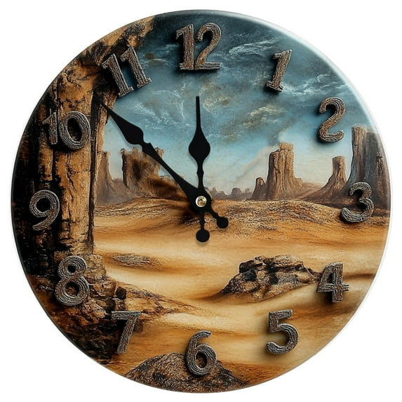 Wall Clock, Gray Silent Wall Clocks Battery Operated Non Ticking, Vintage Desert Clock Decorative for Kitchen, Bathroom, Living Room, Bedroom(10 In)