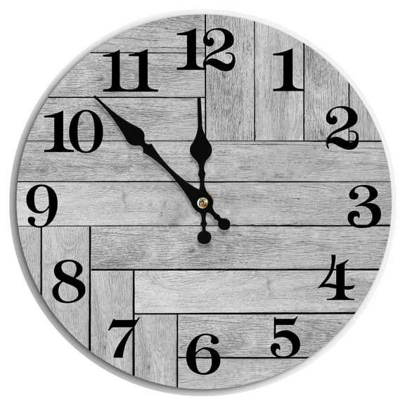 Wall Clock, Gray Silent Wall Clocks Battery Operated Non Ticking, Vintage Rustic Coutry Style Clock Decorative for Kitchen, Bathroom, Living Room, Bedroom(10 In)