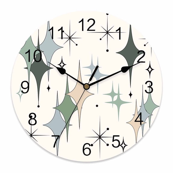 Wall Clock Green Blue Diamond Clocks PVC Silent Non-Ticking Battery Operated Decorative Modern Geometric Mid Century Round Clock for Home Living Room Kitchen Bedroom Office School Wall Decor 10 Inch