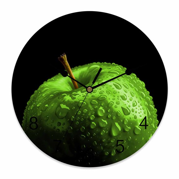 Wall Clock Green Fruit Clocks PVC Silent Non-Ticking Battery Operated Decorative Berry Drops Round Clock for Home Living Room Kitchen Bedroom Office School Wall Decor 10 Inch