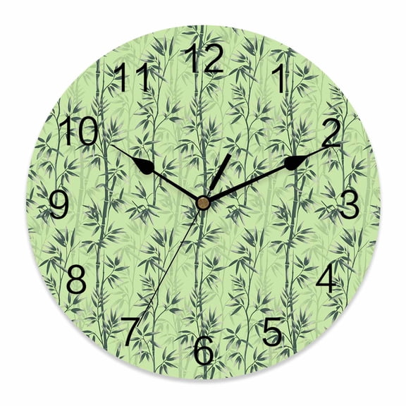 Wall Clock Green Leaves Clocks PVC Silent Non-Ticking Battery Operated Decorative Leaf Branch Plant Chinese Style Round Clock for Home Living Room Kitchen Bedroom Office School Wall Decor 10 Inch