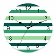 thumbnail image 1 of Wall Clock Green Stripes Clocks PVC Silent Non-Ticking Battery Operated Decorative White Classic Striped Round Clock for Home Living Room Kitchen Bedroom Office School Wall Decor 10 Inch, 1 of 9