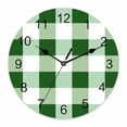 thumbnail image 1 of Wall Clock Green White Buffalo Plaid Clocks PVC Silent Non-Ticking Battery Operated Decorative Classic Checked Round Clock for Home Living Room Kitchen Bedroom Office School Wall Decor 10 Inch, 1 of 9