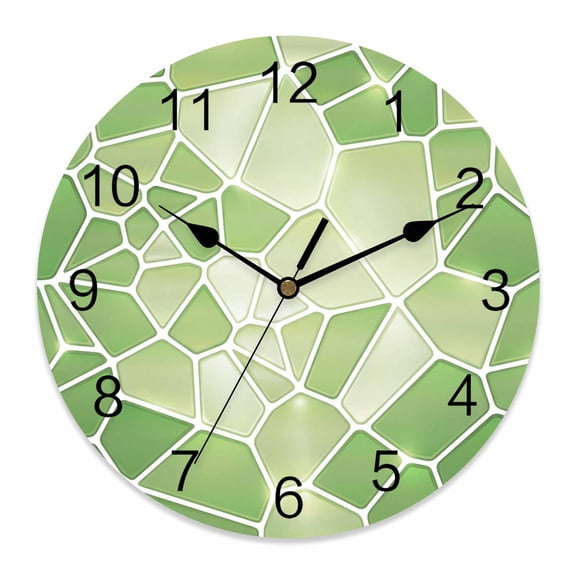 Wall Clock Greenceramic Tiles Clocks PVC Silent Non-Ticking Battery Operated Abstract Art Puzzles Structure Round Clock for Home Living Room Kitchen Bedroom Office School Wall Decor 10 Inch