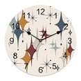 thumbnail image 1 of Wall Clock Grey Red Yellow Diamond Clocks PVC Silent Non-Ticking Battery Operated Decorative Modern Geometric Mid Century Linen Round Clock for Home Living Room Kitchen Bedroom Wall Decor 10 Inch, 1 of 9