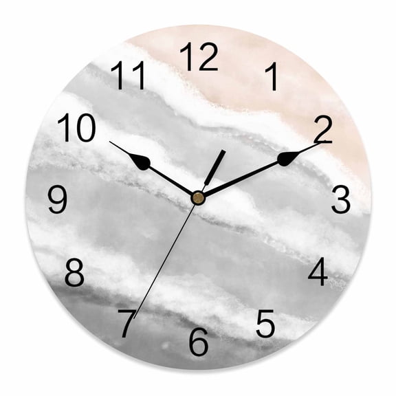 Wall Clock Grey Waves Clocks PVC Silent Non-Ticking Battery Operated Decorative Gradient Summer Sandy Beach Round Clock for Home Living Room Kitchen Bedroom Office School Wall Decor 10 Inch