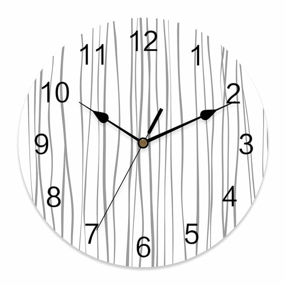 Wall Clock Grey White Lines Clocks PVC Silent Non-Ticking Battery Operated Decorative Abstract Art Round Clock for Home Living Room Kitchen Bedroom Office School Wall Decor 14 Inch