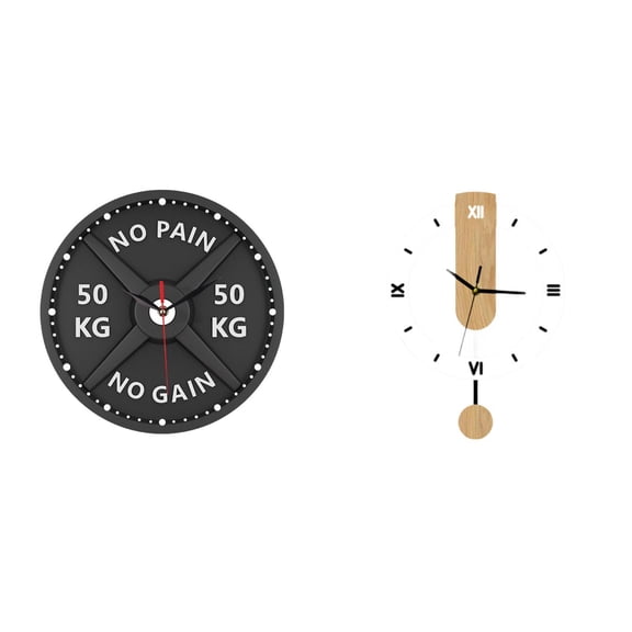 Wall Clock Hanging Clock Gym Decor 11.81 Inch Round Acrylic for Bodybuilding Enthusiasts Living Room