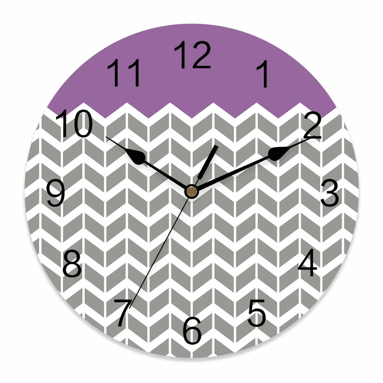 Wall Clock Herringbone Pattern Clocks PVC Silent Non-Ticking Battery ...