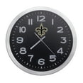 thumbnail image 1 of Wall Clock Home Decor or for a Patio/RV/Game Room 10" Round Silver Edge with a Black Face Featuring Your Choice of a Football Team Logo Vinyl Decal - FREE Battery Included (Saints Emblem), 1 of 2