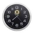 thumbnail image 1 of Wall Clock Home Decor or for a Patio/RV/Game Room 10" Round Silver Edge with a Black Face Featuring Your Choice of a Sports Theme Team Logo Vinyl Decal - FREE Battery Included (Bruins), 1 of 2