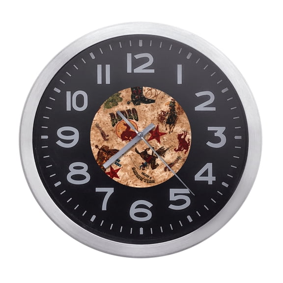 Wall Clock Home Decor or for a Patio/RV/Game Room 10" Round Silver Edge with a Black Face Featuring Your Choice of a Sports Themed Vinyl Decal - FREE Battery Included (Fireman)