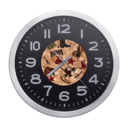 Wall Clock Home Decor or for a Patio/RV/Game Room 10" Round Silver Edge with a Black Face Featuring Your Choice of a Sports Themed Vinyl Decal - FREE Battery Included (Round Earnhardt Jr 8)