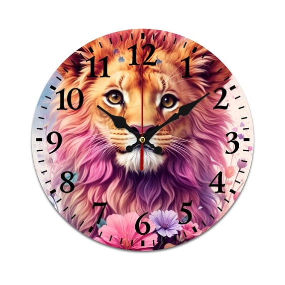 Wall Clock for Home Decoration, Colorful Lion Funny Pattern Retro Mute Non-Ticking Classic Wall Clock Battery Powered Suitable for Home, Living Room, Kitchen, Office Decorations
