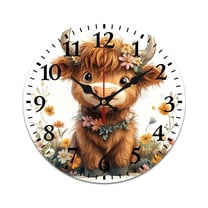 Wall Clock for Home Decoration, Cute Highland Cow Funny Pattern Retro Mute Non-Ticking Classic Wall Clock Battery Powered Suitable for Home, Living Room, Kitchen, Office Decorations
