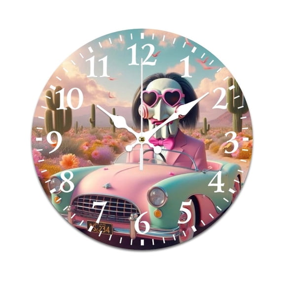 Wall Clock for Home Decoration, Modern Art Paintings Humorous and Interesting Pattern Retro Mute Non-Ticking Classic Wall Clock Battery Powered Suitable for Home, Living Room, Kitche