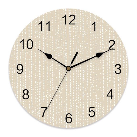 Wall Clock Ivory Vertical Lines Clocks PVC Silent Non-Ticking Battery Operated Decorative Modern Distressed Grain Round Clock for Home Living Room Kitchen Bedroom Office School Wall Decor 10 Inch