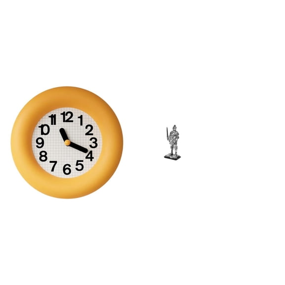 Wall Clock Knight Figurine Desk Ornament Silent Wood Material Modern Decor for Kitchen Bedroom Office