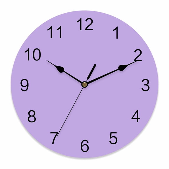 Wall Clock Lavender Purple Clocks PVC Silent Non-Ticking Battery Operated Decorative Simple Style Round Clock for Home Living Room Kitchen Bedroom Office School Wall Decor 10 Inch