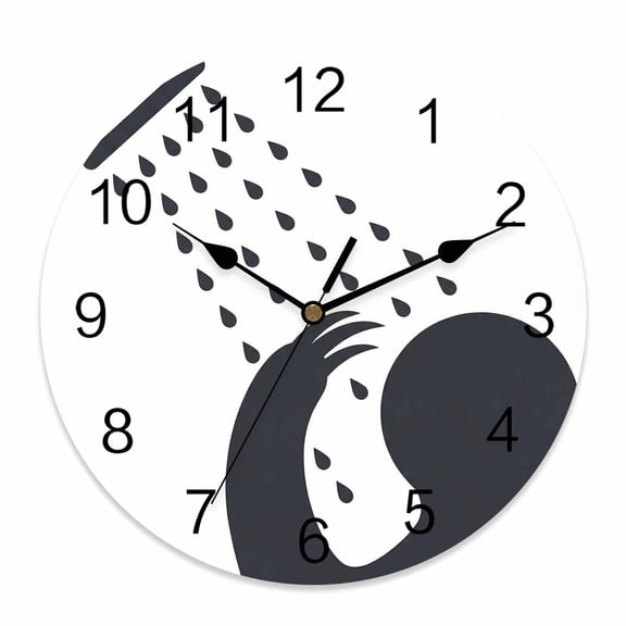 Wall Clock Lazy Sloth Shower Clocks PVC Silent Non-Ticking Battery Operated Decorative Funny Animal Shadow Round Clock for Home Living Room Kitchen Bedroom Office School Wall Decor 10 Inch