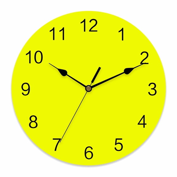 Wall Clock Lemon Yellow Clocks PVC Silent Non-Ticking Battery Operated Decorative Gradient Gradual Color Round Clock for Home Living Room Kitchen Bedroom Office School Wall Decor 10 Inch