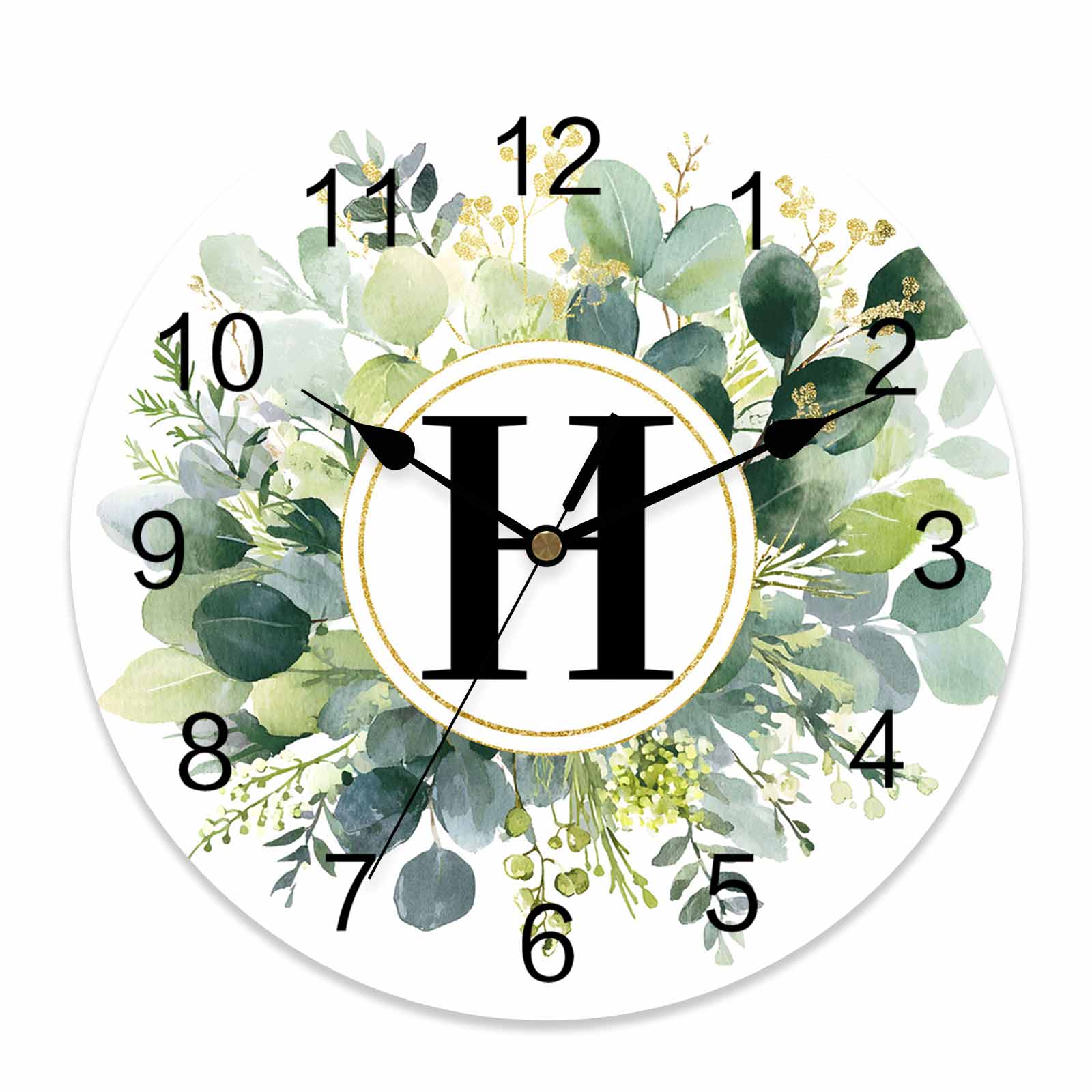 Wall Clock Letter H Clocks PVC Silent Non-Ticking Battery Operated ...