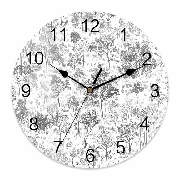 Wall Clock Maple Leaf Tree Pine Clocks PVC Silent Non-Ticking Battery Operated Decorative Plants Tree Forest Round Clock for Home Living Room Kitchen Bedroom Office School Wall Decor 10 Inch