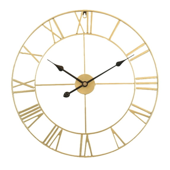Wall Clock Metal Retro Roman Numeral Clock, Modern Round Wall Clocks Almost Silent, Easy to Read for Living Room/Home/Kitchen/Bedroom/Office/School Decor (40CM)