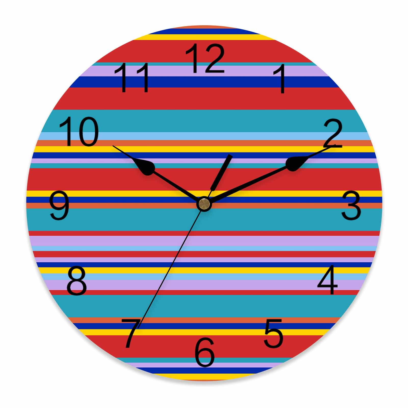 Wall Clock Mexican Serape Colorful Stripes Clocks PVC Silent Non ...