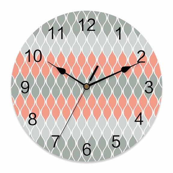 Wall Clock Mid Century Abstract Art Clocks PVC Silent Non-Ticking Battery Operated Decorative Symmetrical Geometric Ombre Grey Round Clock for Home Living Room Kitchen Bedroom Wall Decor 10 Inch