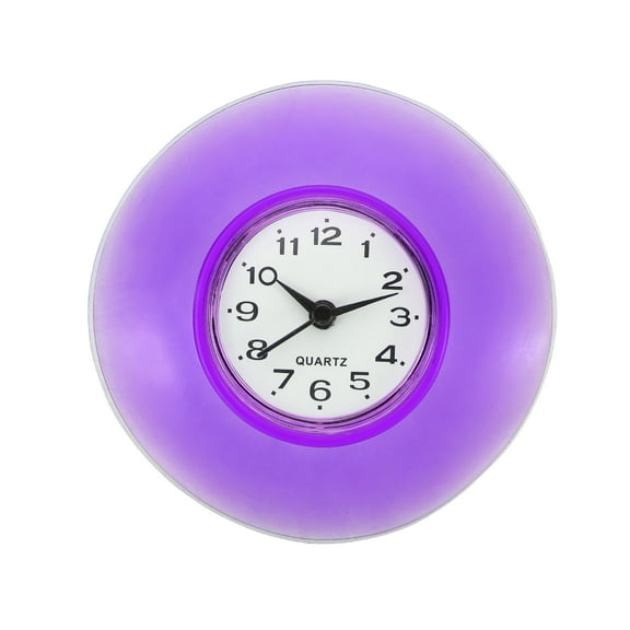 Wall Clock Mini Cute Bathroom Mirror Suction Waterproof Shower Clock, Purple