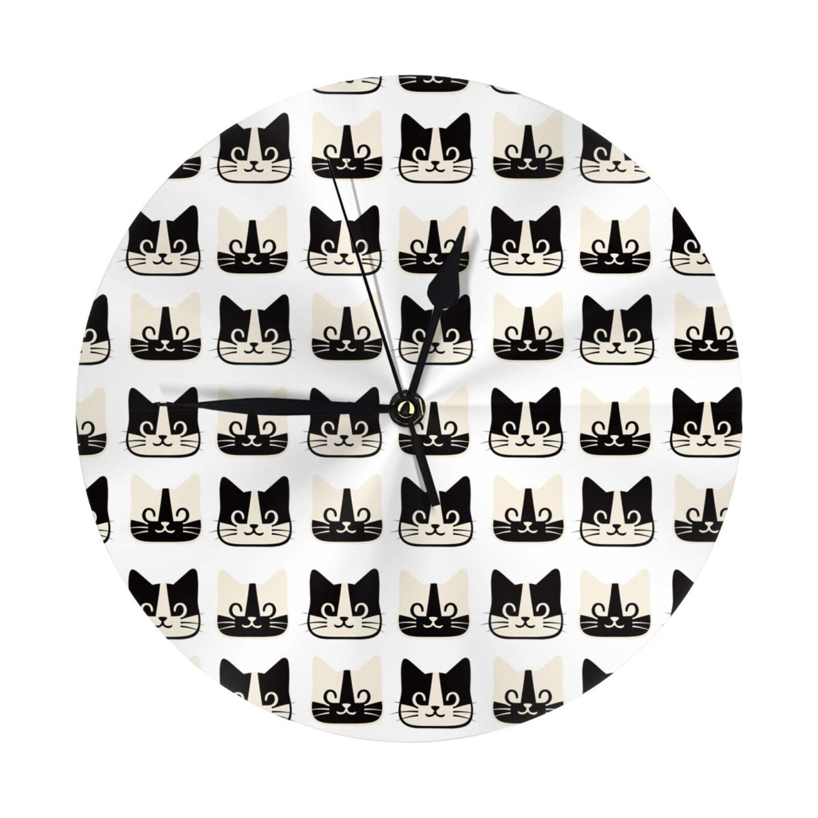 Wall Clock Minimalist Cute Cartoon Cat Face Wall Clocks Battery ...