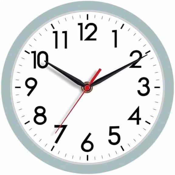 Wall Clock, Modern Small Wall Clocks Battery Operated 8 Inch, Silent Non-Ticking Analog Classic for Office, Home, Bathroom, Kitchen, Bedroom, School(Blue Gray)