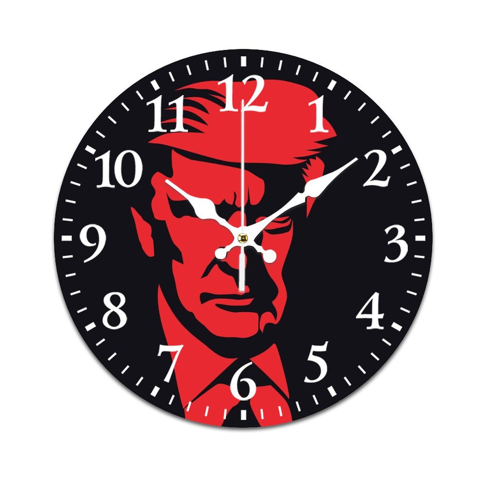 Red Clock Fun Wall Clock Mute without Ticking-American Black Red Figures Pattern ...