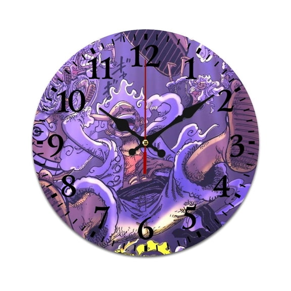 Wall Clock Mute without Ticking-Anime Lufei Five-Gear Pattern Funny Living Room and Kitchen Wall Clock, Battery Powered, Suitable for Home/Office/Bedroom/Classroom