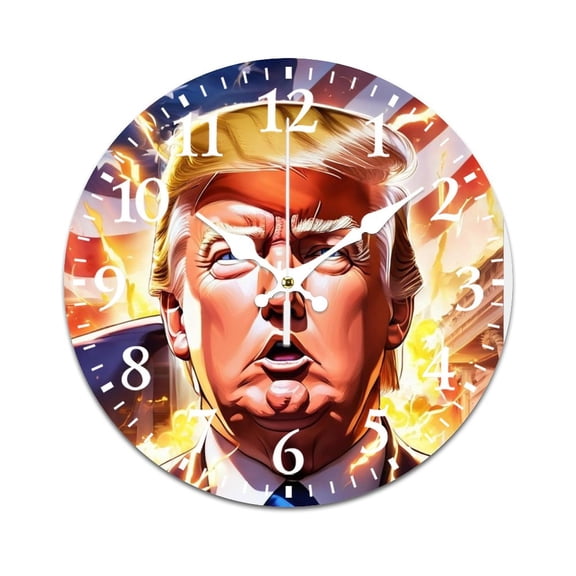 Wall Clock Mute without Ticking-Humorous Character Comic Pattern Funny Living Room and Kitchen Wall Clock, Battery Powered, Suitable for Home/Office