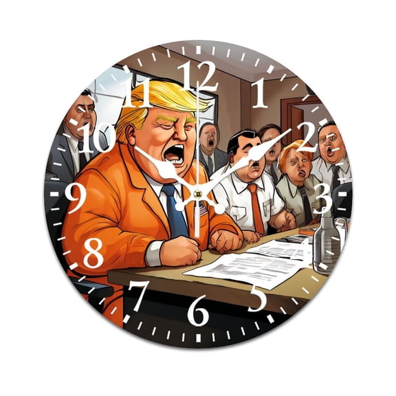 Wall Clock Mute without Ticking-Humorous Comic Art Pattern Funny Living Room and Kitchen Wall Clock, Battery Powered, Suitable for Home/Office/Bedroom/Classroom