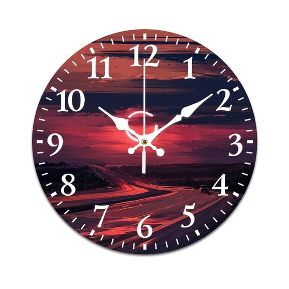 Wall Clock Mute without Ticking-Red Day Time Pattern Funny Living Room and Kitchen Wall Clock, Battery Powered, Suitable for Home/Office/Classroom/School