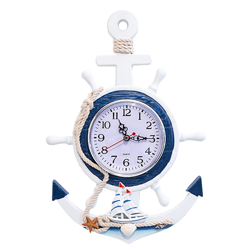 Wall Clock,Nautical Clocks Beach Wheel Wall Clock Decoration Maritime
