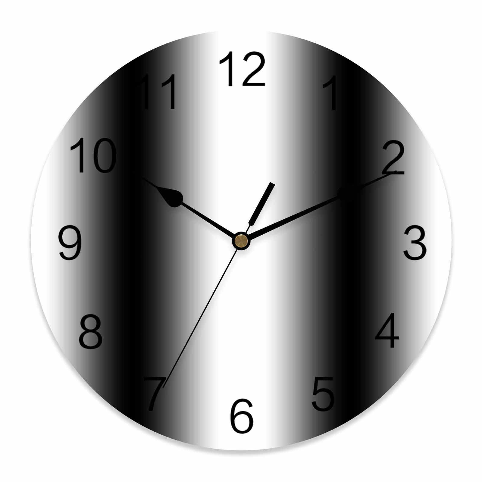 Wall Clock Ombre Black Clocks PVC Silent Non-Ticking Battery Operated ...
