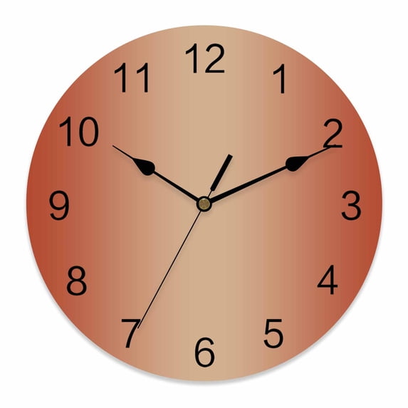 Wall Clock Ombre Orange Clocks PVC Silent Non-Ticking Battery Operated Decorative Orange Gradient Color Round Clock for Home Living Room Kitchen Bedroom Office School Wall Decor 10 Inch