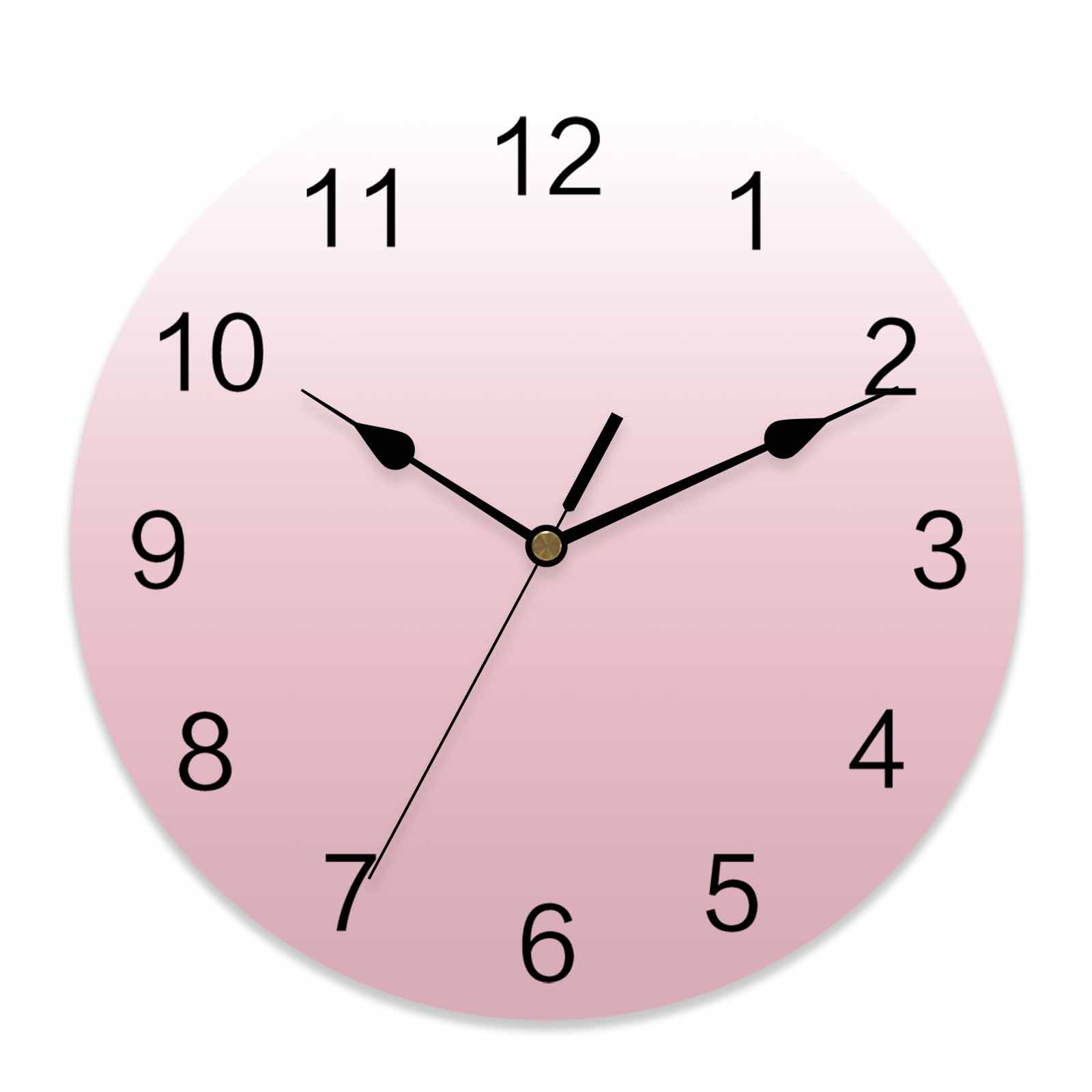 Wall Clock Ombre Pink Clocks PVC Silent Non-Ticking Battery Operated ...