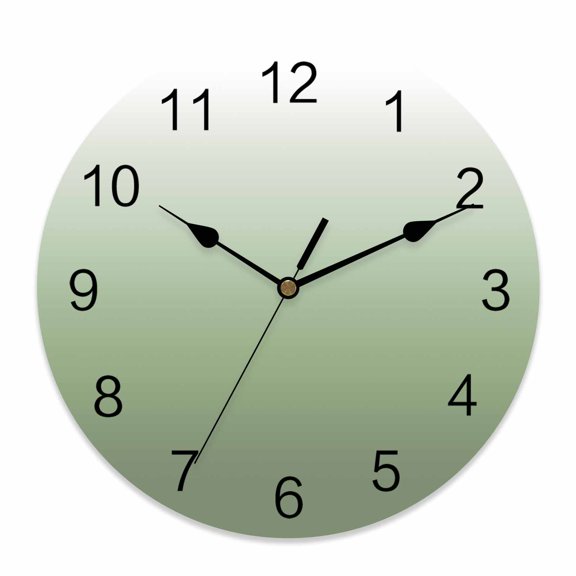 Wall Clock Ombre Sage Green Clocks PVC Silent Non-Ticking Battery Operated Decorative Gradient Color Round Clock for Home Living Room Kitchen Bedroom Office School Wall Decor 10 Inch