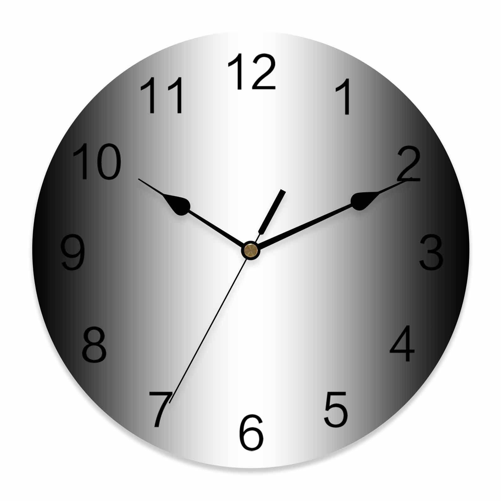 Wall Clock Ombre White Black Clocks PVC Silent Non-Ticking Battery ...