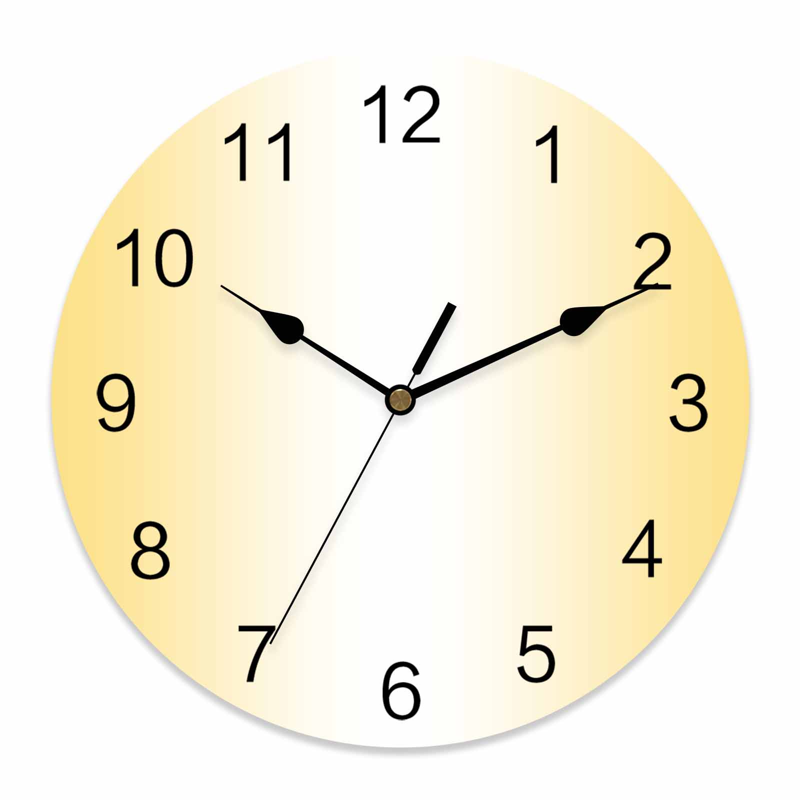 Wall Clock Ombre Yellow Clocks PVC Silent Non-Ticking Battery Operated ...