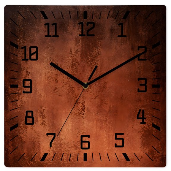 Wall Clock Orange Art Graffiti Operated Square Clocks Wooden Silent Non-Ticking Wallclock 12 Inch Modern Abstract Painting Wood Wall Clock for Living Room Bedroom Office Shool Home Decor