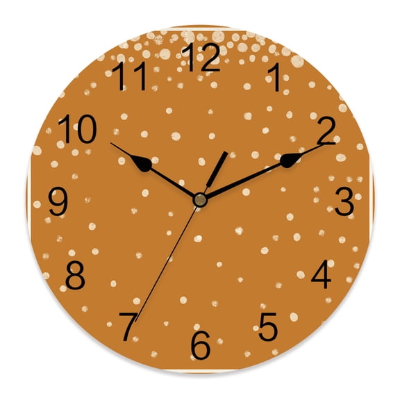 Wall Clock Orange Dots Clocks PVC Silent Non-Ticking Battery Operated Decorative Subtle Glow Border Frame Round Clock for Home Living Room Kitchen Bedroom Office School Wall Decor 10 Inch